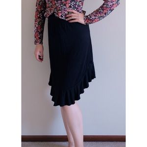 Max Studio Black Ruffled Hem Skirt